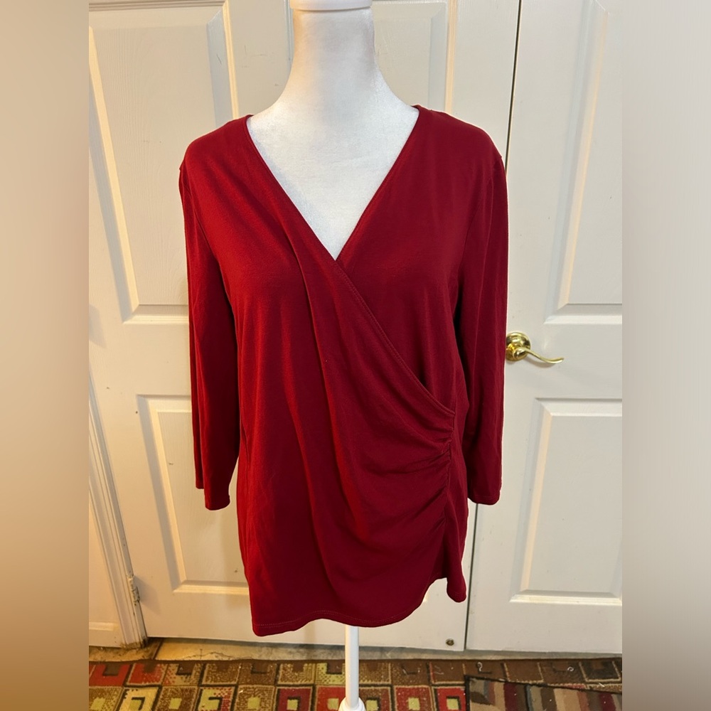 Talbots Red Wrap Top